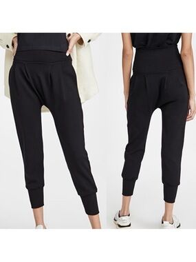 Port De Bras Jazmin Cropped Pull On Pants Joggers: Black